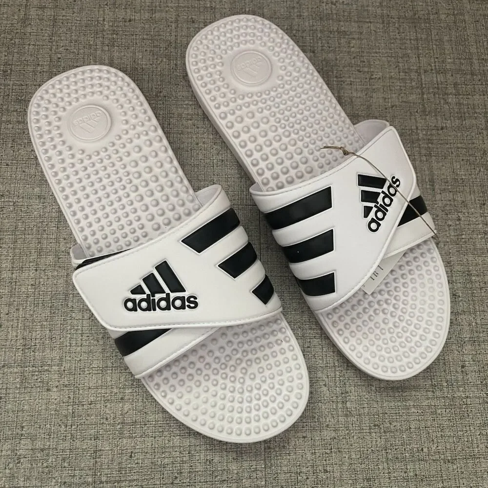 ADIDAS Unisex-Adult Adissage Slides Sandal Size 17 White NEW Beach‎ Pool Shower